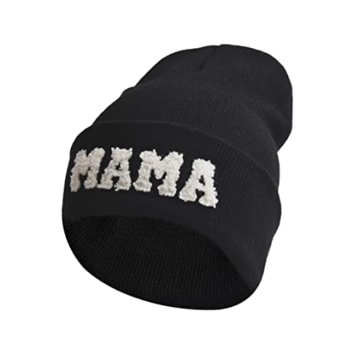 HyzaPhix Mütze Damen mit Buchstaben, Warme Wintermütze Damenmütze Strickmütze Beanie Mütze für Damen (schwarz) Cover