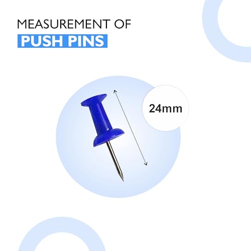 YAJNAS® 100 Pieces Transparent Multicolor Push Pins/Thumb/Tracks Pins & Gem Pins for Notice Boards, Soft Boards, Bulletin Boards, Display Boards—Ideal for Office, Home, School, Shop, Craft Work