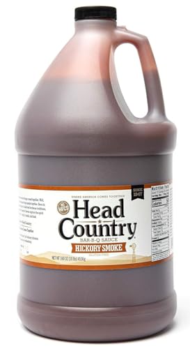 Head Country Bar-B-Q Sauce, Hickory Smoke | Soy Free, Gluten Free BBQ Sauce With No Preservatives | Smoky & Sweet Championship Barbecue Sauce For Ribs, Pork, Sausage & Brisket | 160 Ounce, Pack of 1