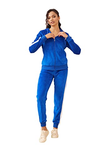 Yasumond Velours-Trainingsanzug für Damen, 2-teilig, Jogginganzüge, Jogginganzüge, Set, weiche Sport-Sweatanzüge, Hose, Königsblau-LJS203, Medium Yasumond Velours-Trainingsanzug für Damen, 2-teilig, Jogginganzüge, Jogginganzüge, Set, weiche Sport-Sweatanzüge, Hose, Königsblau-LJS203, Medium