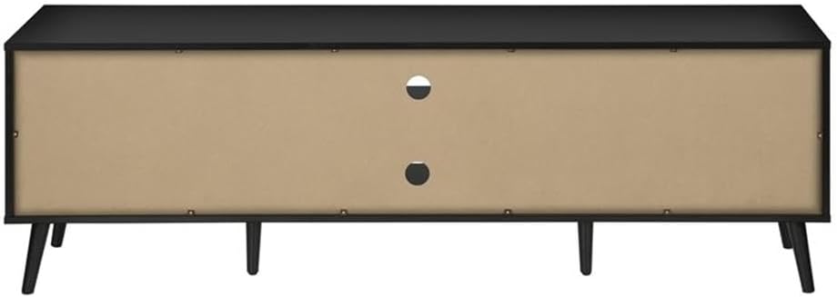 Pemberly Row 72" TV Stand, Brown and Black Laminate Finish, Wood Legs, Slanted Groove Doors, Push Latch Storage Cabinets, Open Shelf with Wire Management, Modern Media Console for Living Room or