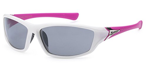 Women's Sport Wrap Around Running Cycling Sport Sunglasses- White & Pink