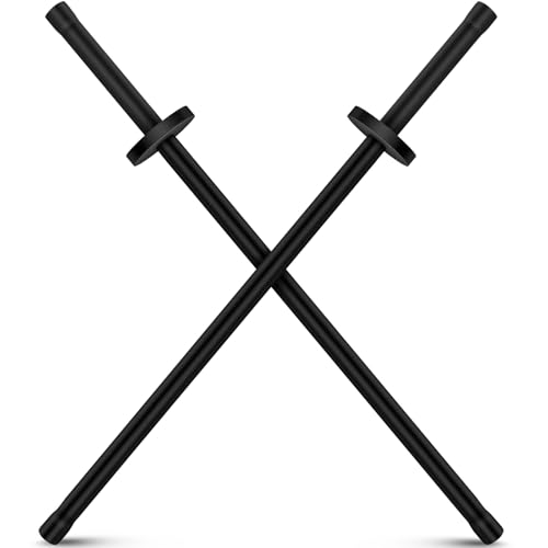 JellyArch 2 Pcs 33.5 Inches Foam Swords Practice Padded Sparring Sword Training Kendo Sticks Bokken for Adults Martial Arts Fighting Fencing Samurai Karate Ninja(Black)