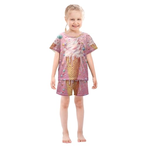 ALAZA Lovely Stylish Ice Cream Pajamas Short Sleeve 2 Piece Sleepwear Top and Bottom Pajama Set Unisex3