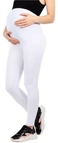 Be Mammy Leggins Largos de Bio-Algodón Mujer BE20-283 (Blanco, 4XL)