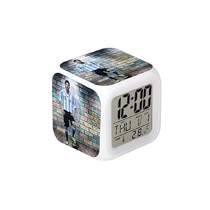 Bocaihua New Argentina Football Team Soccer Messi Brown Alarm Clock Desk Clock Digital Alarm Clock with Led Lights Plastic Table Clock for Kids Teenagers Adults Home/Office Décor 3 inches/7.8cm