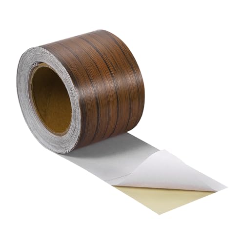 Image of uxcell Wood Grain Tape, 2 inch x33 Ft Self Adhesive Wood Grain Repair Patch for Baseboards, Doors, Floor Repair, Furniture Home Decor Walnut