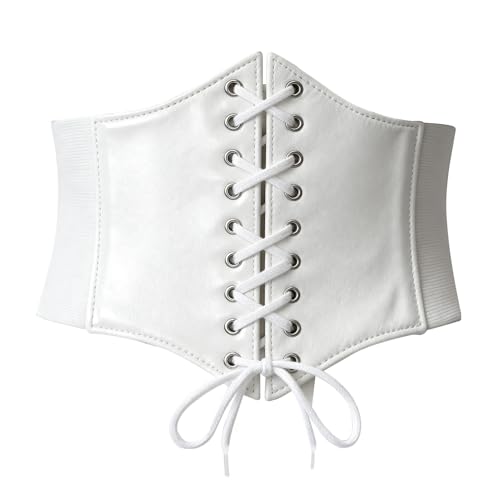 Snyvpra Weißes Korsett Damen, Elegantes Korsett Weiß, Halloween, Cosplay, Vintage, Weißes Halloween, Corset Belt, 70 cm