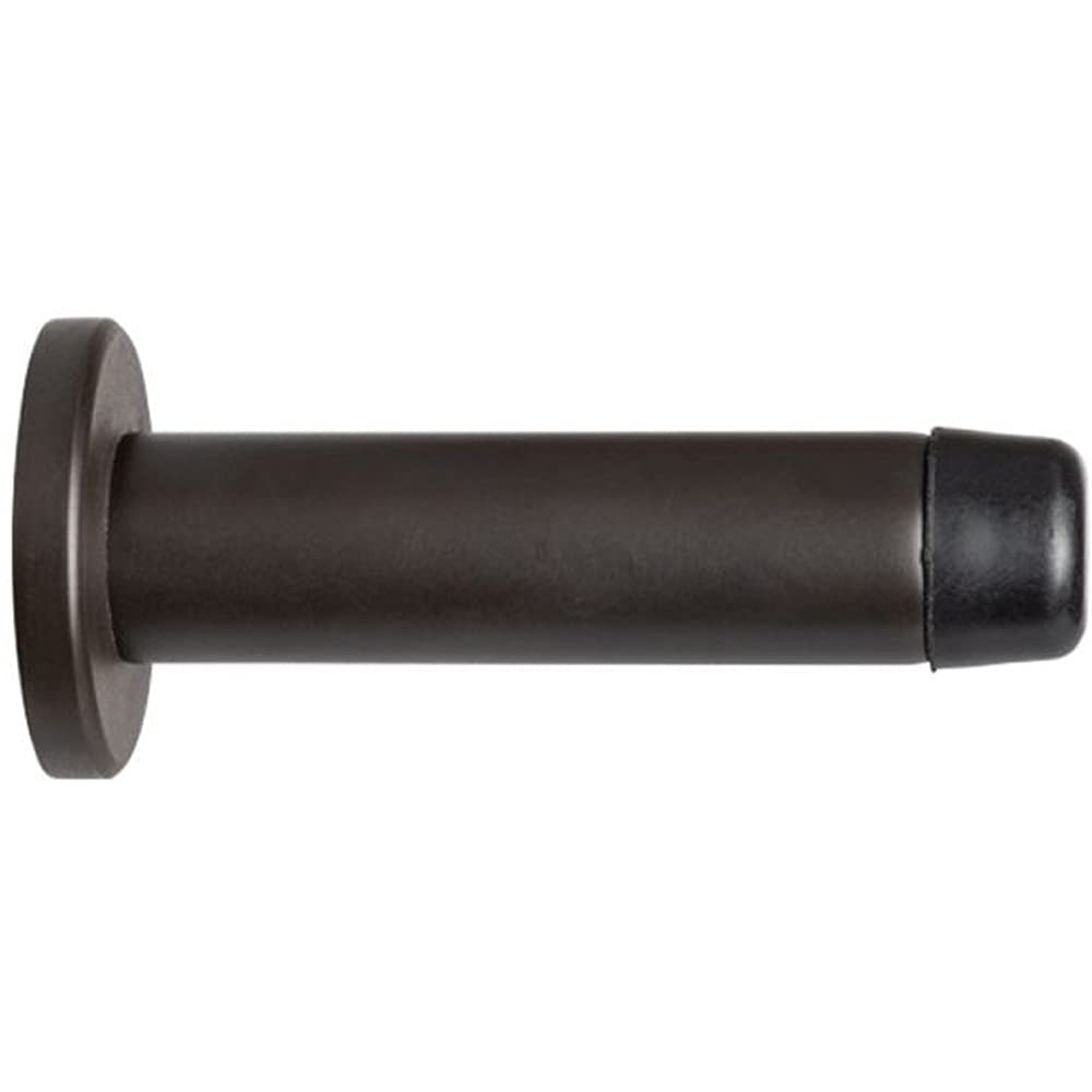 Loops Matt Bronze Rubber Tipped Doorstop Cylinder With Rose - Wall Mounted - 70Mm - | Protective Door Buffer - Wall Protection Bumper - Internal Door Accessories
