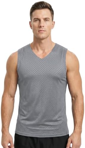 Venzina® Men's Cooling Sleeveless Shirt - Quick Dry Athletic Vestfor Cycling & Gym, Breathable Casual Tank Top with Seamless Fit All-Day Comfort for Workout and Lounge- Grey-3XL