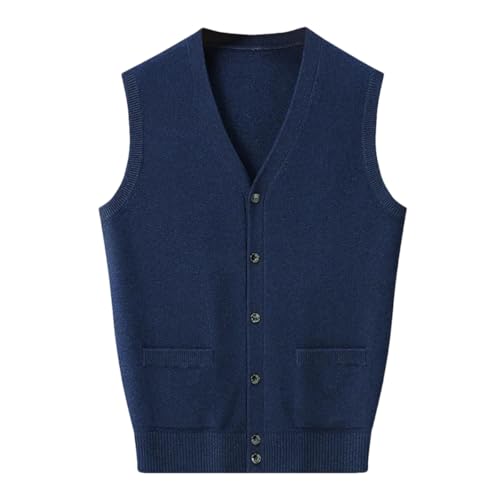 Men's Fashion Autumn And Winter Knitted Wool Vest Cardigan Casual Tank Top V-Neck Waistcoat