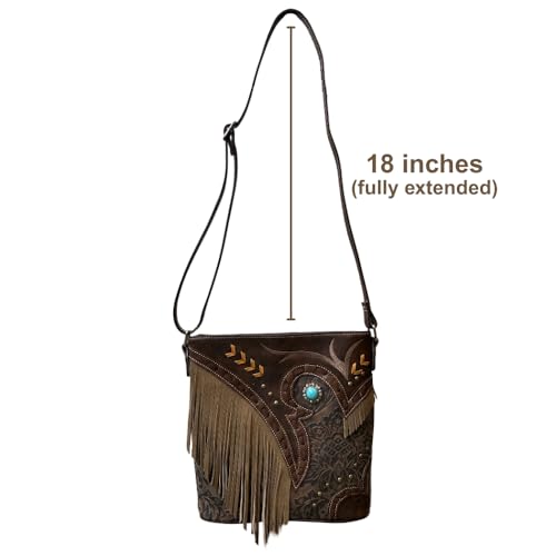 Western Leather Crossbody Purse for Women - Native American Shoulder Fringe Handbag4