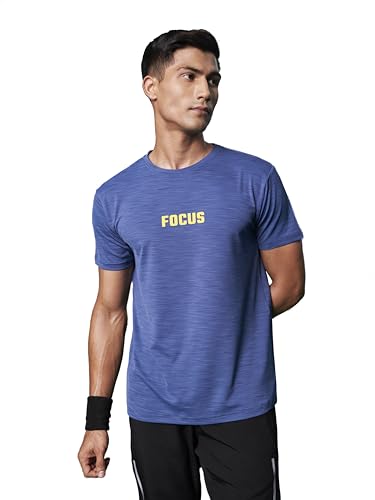 Image of FitMonkey Sports Crew Neck Stretchable Dry Fit T Shirt | Regular Fit Textured T Shirt for Men |Sport T Shirt for Men | Quick Dry Technology with Moisture Control |Breathable & Lightweight