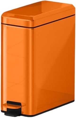 生ゴミ ゴミ箱 ふた付き ゴミ箱 ペダル スリム ステンレス 蓋付きゴミ箱 おしゃれ 指紋防止 キッチン ごみばこ ペダル式 密閉 音無し 省スペース 、リビングルーム、トイレ、バスルーム用 においが漏れない (オレンジ色,10L)