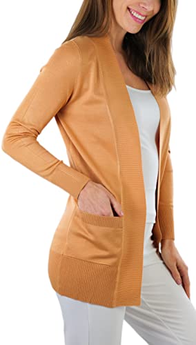 Image of ToBeInStyle Women's Long Sleeve Rib Banded Open Sweater Cardigan