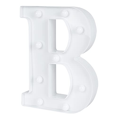 Image of Restaurantware Illumify 6.3 x 1.2 x 8.7 Inch Light Up Letter 1 Durable Marquee LED Light - Letter B Touchproof White Plastic Party Light Keyhole Slot For Parties Weddings Or Special Events
