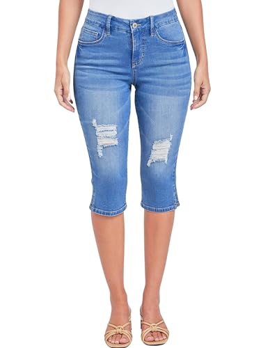 Royalty For Me Womens Women's Petite Curvy High Rise Side Slit Hem Capri