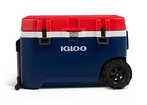 Image of Igloo Trailmate 75Qt Wheeled Cooler, Insulated Hard Shell Ice Chest, Americana