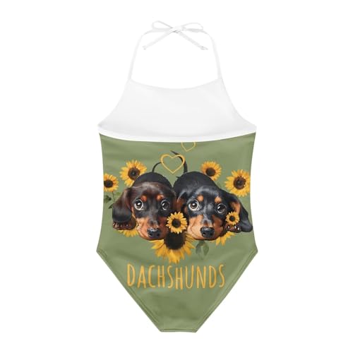 Image of Cute Backless One Piece Swimsuits for Girls Adjustable Halter Strap Bathing Suit Beach Swimwear for Girls