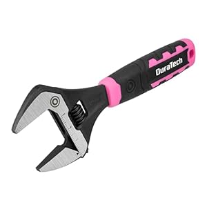 DURATECH 8-Inch Adjustable Wrench, Wide Jaw Opening Plumbing Wrench, CR-V Steel, SAE and Metric Scale Marked, Ergonomic Grip