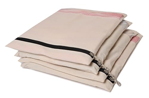 Mayatra's Organic Cotton Saree Storage Bags – Pack of 20 Wardrobe Organizers with Zipper & Transparent Window – 100% Cotton Cloth Covers for Sarees, Clothes & Garments (14 × 16 Inches) 5