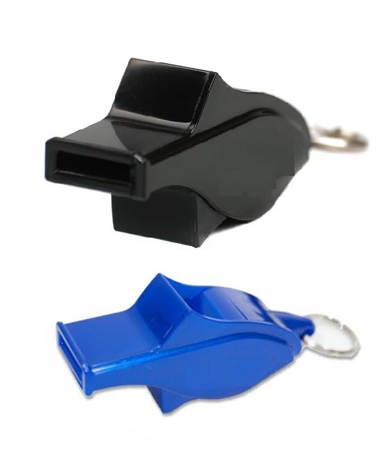 Tima Dolphin Pro Shape Design Loud Plastic Whistle with Lanyard for Referees, Coaches, Lifeguards, Sports Events High Sound Whistle for Football, Basketball, Soccer, Hockey (Pack of 2, Assorted)