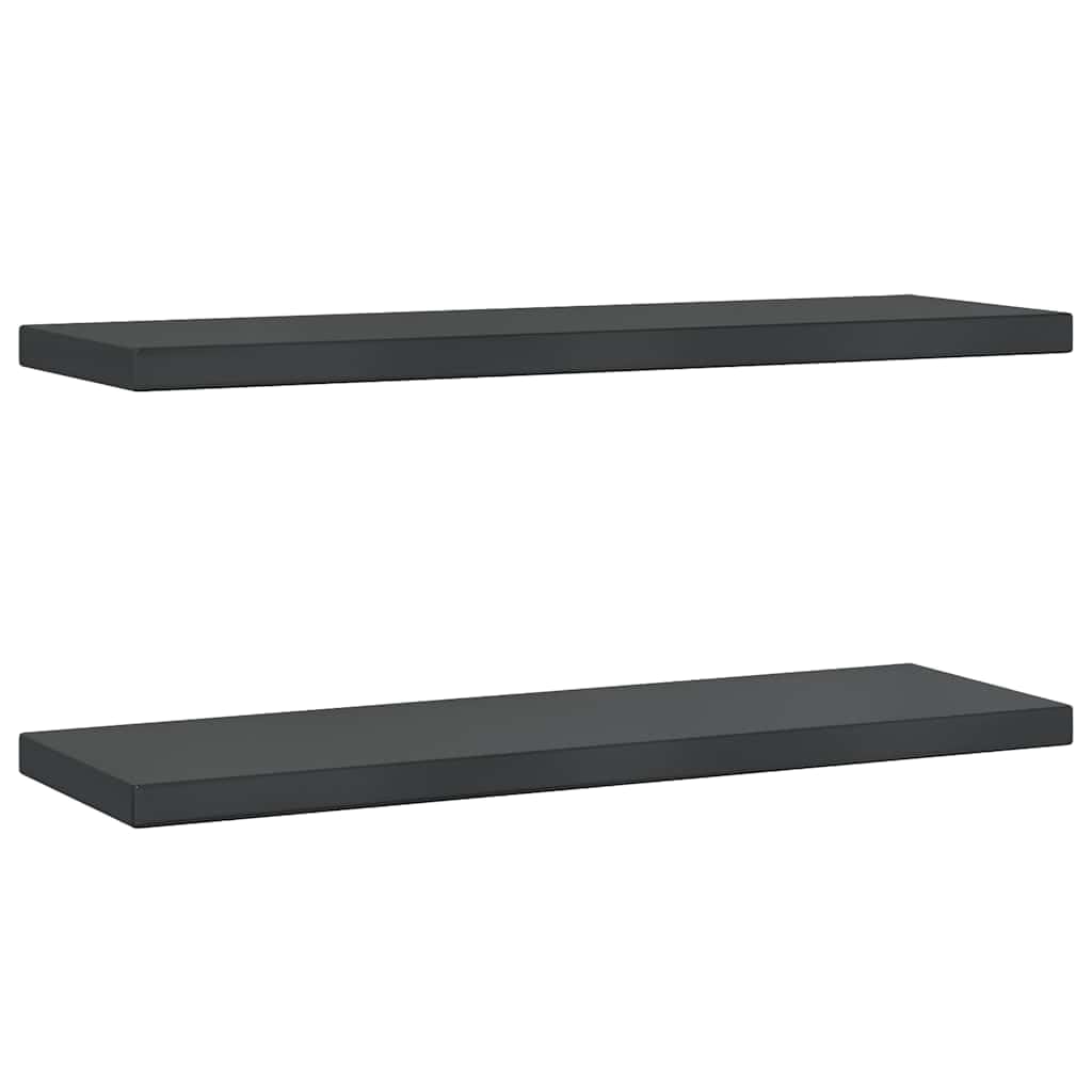 Półki ścienne 2 szt. 75 x 23,5 x 3 cm, czarne, ze stali nierdzewnej, półki wiszące do salonu, sypialni, odporne na korozję, oszczędność miejsca, łatwy montaż, nośność 100 kg