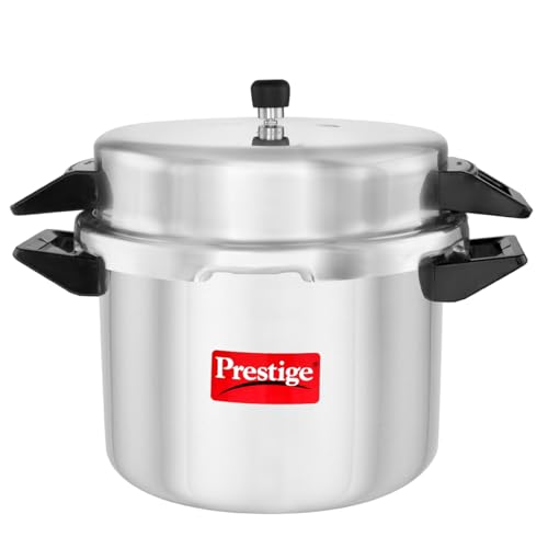 Image of Prestige 20 Litre Aluminium Popular Outerlid Pressure Cooker |Virgin Aluminium| Gas Compatible|Controlled Gasket Release System|5 years warranty|ISI Certified