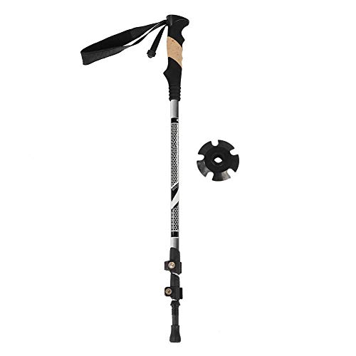 Zer one Aleación de Aluminio Telescópico Ligero Antideslizante Caminar Bastón Senderismo Bastones Ajustables Bastones de Trekking Agarre de Agarre(Gris)