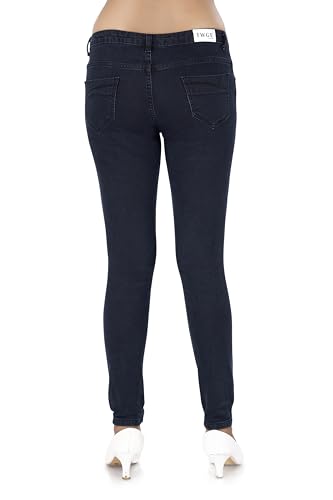 Image of TWGE - Women's Mid Rise Skinny Fit Jeans - Single Button, Stretchable Denim Pants - Ankle Length - Stylish Casual Wear Pack of 1