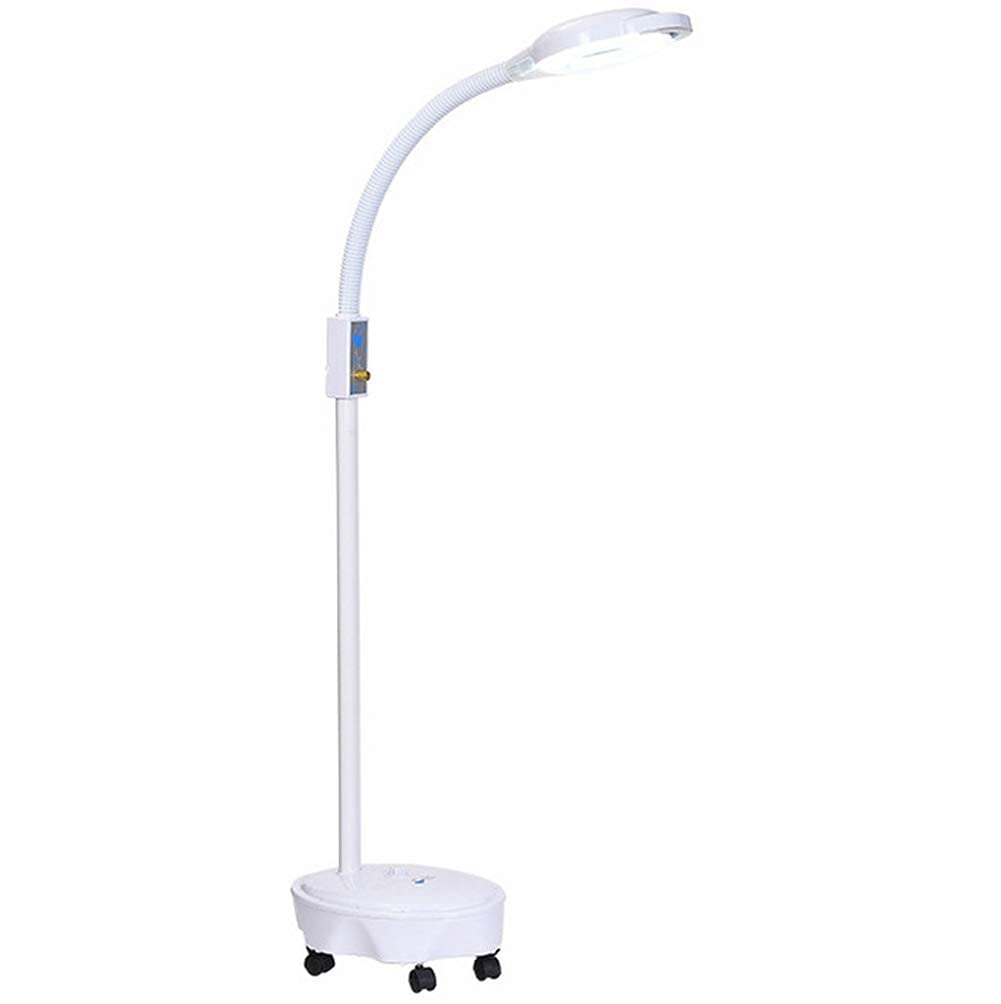 Aioneer Magnifier 8X Magnifier Lamp Floor Standing,Adjusting Light,Magnifying Light Adjustable Wheels For Skincare Beauty Nail Manicure Tattoo Salon And Home Use Energy Saving Wh