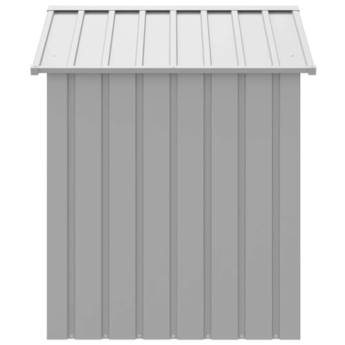 vidaXL Hundehütte, Hundehaus mit Dach bequemem Eingang, Outdoor Hundekäfig Hundezwinger, Haustierkäfig Haustierhaus, Hellgrau Verzinkter Stahl