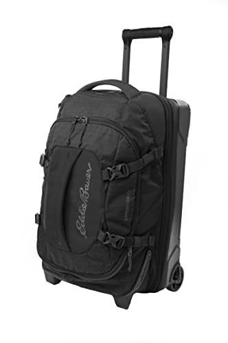 Eddie Bauer Expedition Rolling Duffel Bag with Wheels | Travel | Carry-On | Luggage | Rugged | Durable - Black, 22'