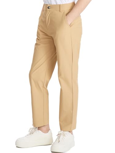 DEVOROPA Youth Boy's Golf Pants Quick Dry Athletic Chino Flat Front Pants Kids School Uniform Clothes