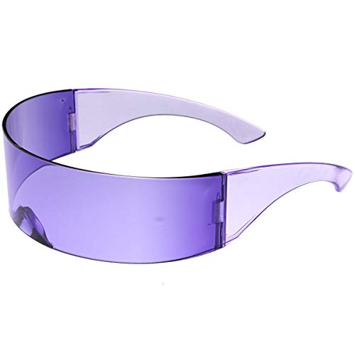 Image of zeroUV - 80s Futuristic Cyclops Cyberpunk Visor Sunglasses with Semi Translucent Mirrored Lens Shield Sunglasses