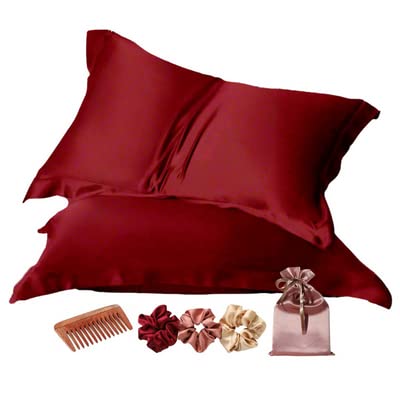 Go well Satin Silk Pillow Covers Pack of 2 for Hair and Skin-with Satin Scrunchies for Women Stylish|Satin Pillow coer