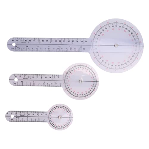 Pasuihcay 3-Piece Goniometer 6/8/12 Inch Occupational Therapy Protractor Tool Measuring Angle Ruler 360 Degree Universal, Transparent