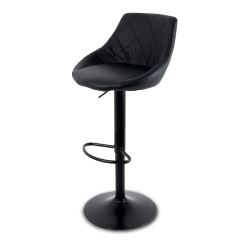 Recopilación de Sillas Bar para comprar hoy. 42 GAON. Silla de Bar para Barra de Cocina con Respaldo y Reposapies de Altura Ajustable - Banco Giratorio para Bar con Asiento Acolchado Diseño Elegante Negro