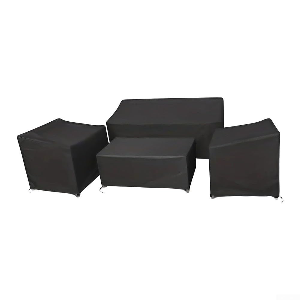4-teilige Möbelabdeckung Wasserdicht mit Spanngurt(Black)