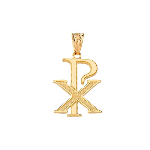 Certified 14k Yellow Gold Chi Rho PX XP Christogram Symbol Charm Pendant