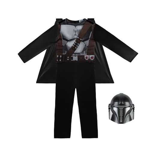 Image of STAR WARS The Mandalorian Official Youth Halloween Costume - Printed Jumpsuit with Plastic Mask