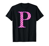 Buchstabe P, rosa mit Punkten, Monogramm, für Mädchen T-Shirt
