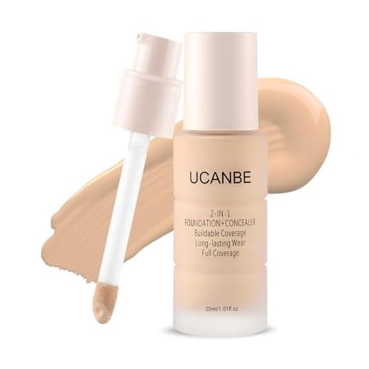 UCANBE 2-IN-1 Foundation + Concealer, Full Coverage Long-Lasting Matte Makeup for Normal, Combination and Oily Skin, Buildable Waterproof Formula with Hyaluronic Acid （06 Warm Honey）