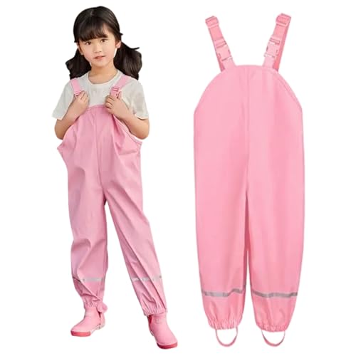 [Formemory] キッズお砂場着 PU防水オーバーオール 春夏用レインウェア サロペット ロングパンツ ズボン レインパンツ プレイウェア 幼稚園子供 小学生向け 透湿防水 防汚 アウトドア対応 レインスーツ 軽量設計 反射テープ付き