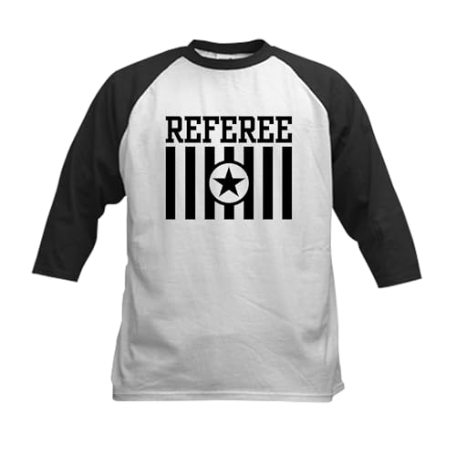 CafePress Referee Kids Baseball Jersey Kids Cotton Baseball Jersey, 3/4 Raglan Sleeve Shirt Black/White