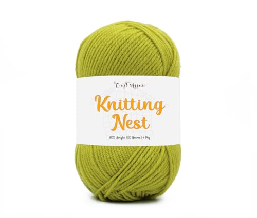 Image of Craft Affair | Knitting Nest Acrylic Yarn (200 Meter, 100 Grams, 2mm) / Woolen Yarn /Acrylic Yarn for Knitting and Crocheting-Lime Green