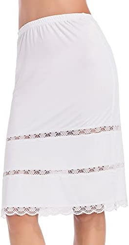 Half Slips for Women UnderSkirt Dress Extender Lace Trim Knee Length Midi Skirt 14-25″ Length