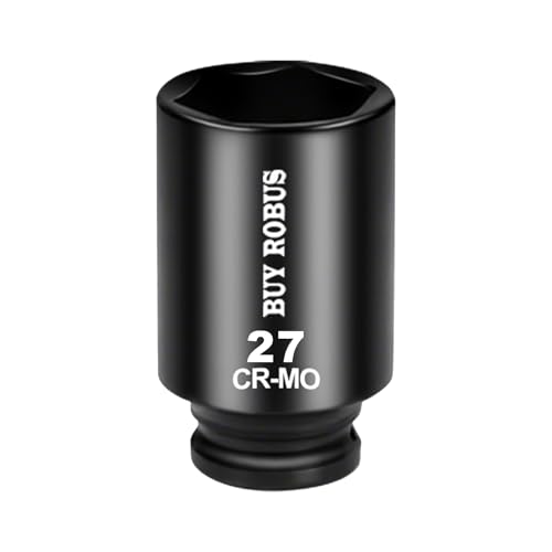 27mm Socket 1/2 Drive Deep Impact SAE Socket 6 Point CR-MO for Easy Removal of Axle Nut