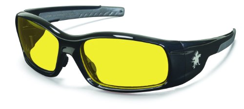 Crews SR114 Swagger Brash Look Polycarbonate Dual Lens Glasses with Polished Black Frame and Amber Lens