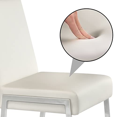 Kithkasa Modern Faux Leather Dining Chairs Set Of 4, Armless White Accent Chairs With Chromed Metal Legs For Kitchen Dining Room #TOP4